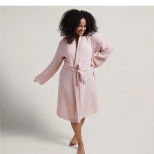 Parachute Waffle-Knit Robe in Pale Pink